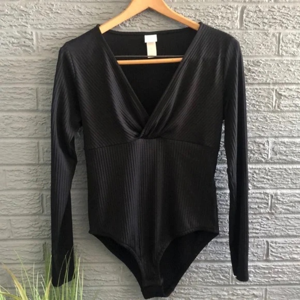 H&M Black Long Sleeve Wrap Bodysuit